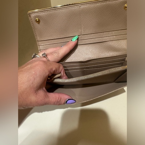 Prada Tan Saffiano Continental Double Snap Wallet - Picture 9 of 14